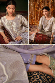 Designer Bemberg Jacquard Handwork Party Wear Suit